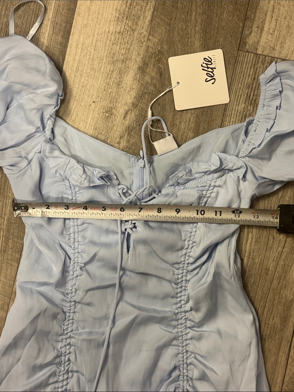 Selfie Leslie Light Blue Ruched Ruffle Sundress - Picture 3 of 8